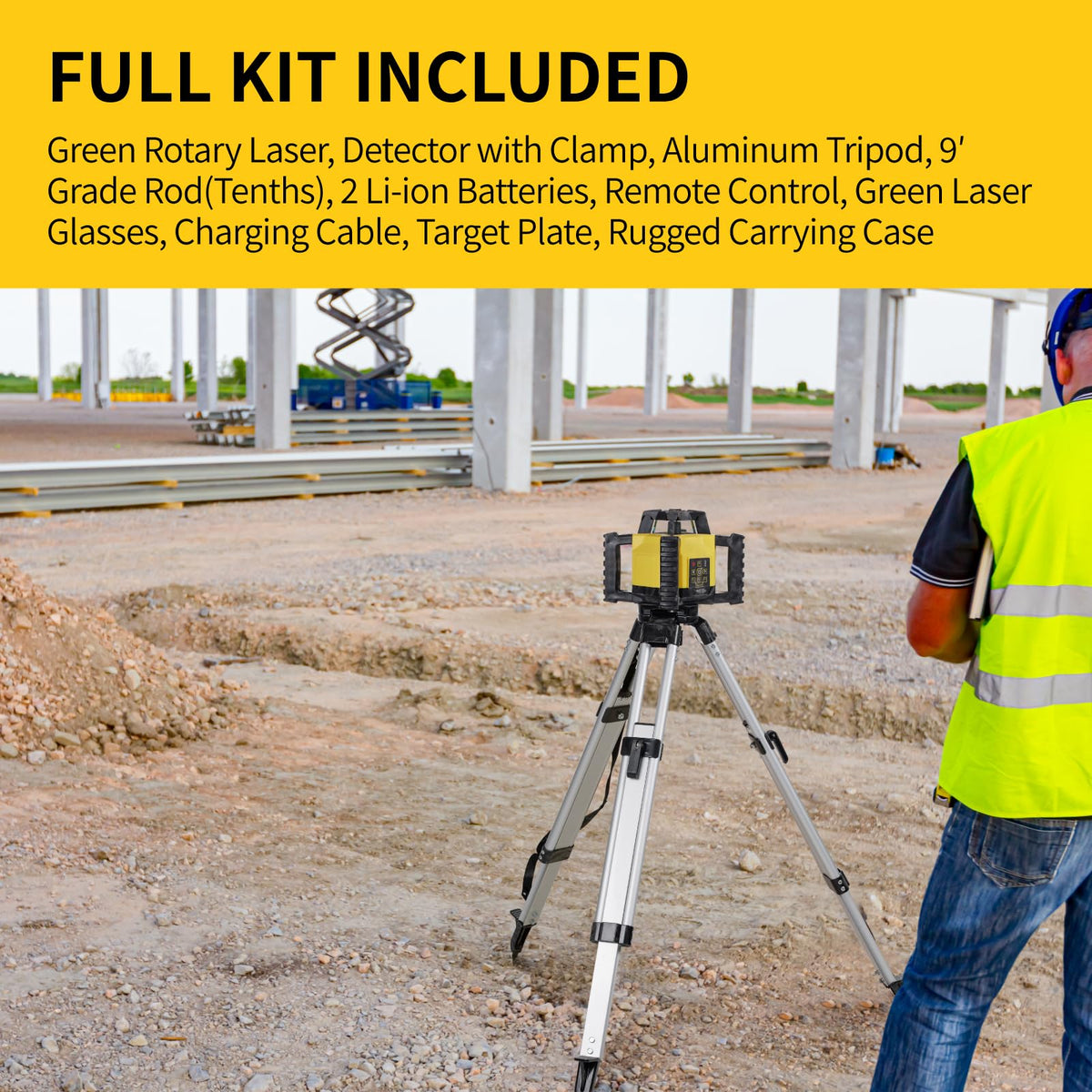 Green Self-Leveling Rotary Laser Level Kit with Tripod O4935