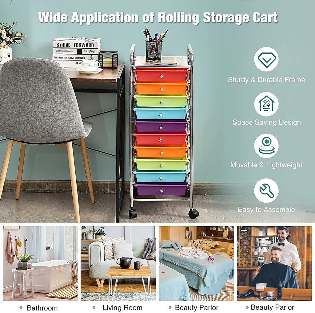 10 Drawer Rolling Storage Organizer Cart I19851