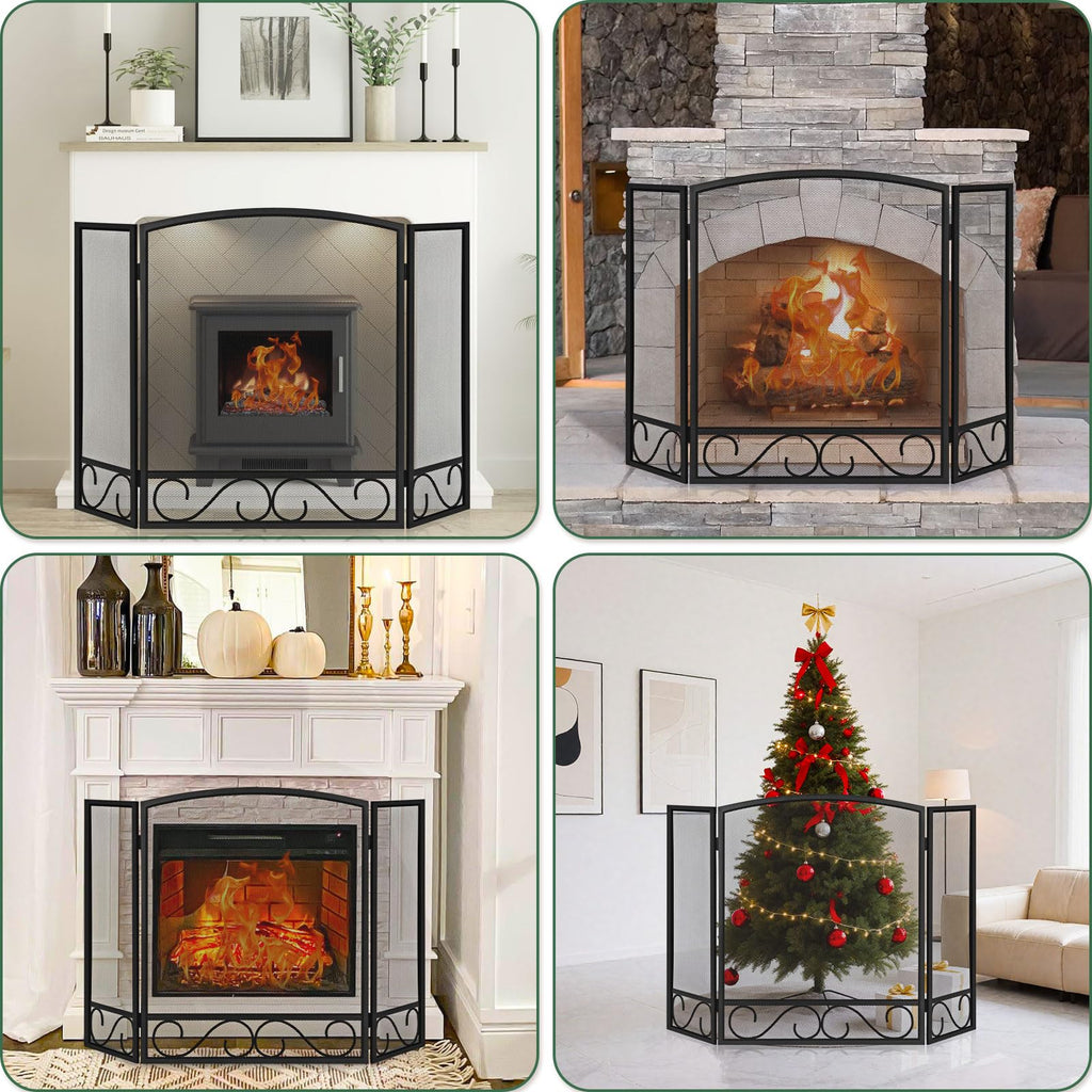 3 Panel Wrought Iron Fireplace Screen R449