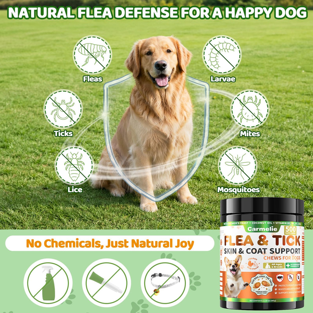 Flea and Tick Prevention for Dogs Chewables with Multivitamins, 500ct S39995