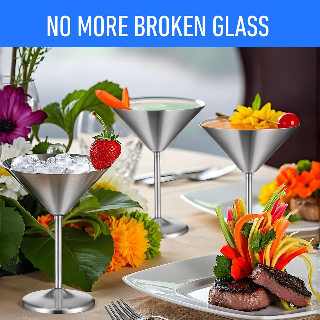 4-Pack Stainless Steel Martini Glasses 8.5oz T568