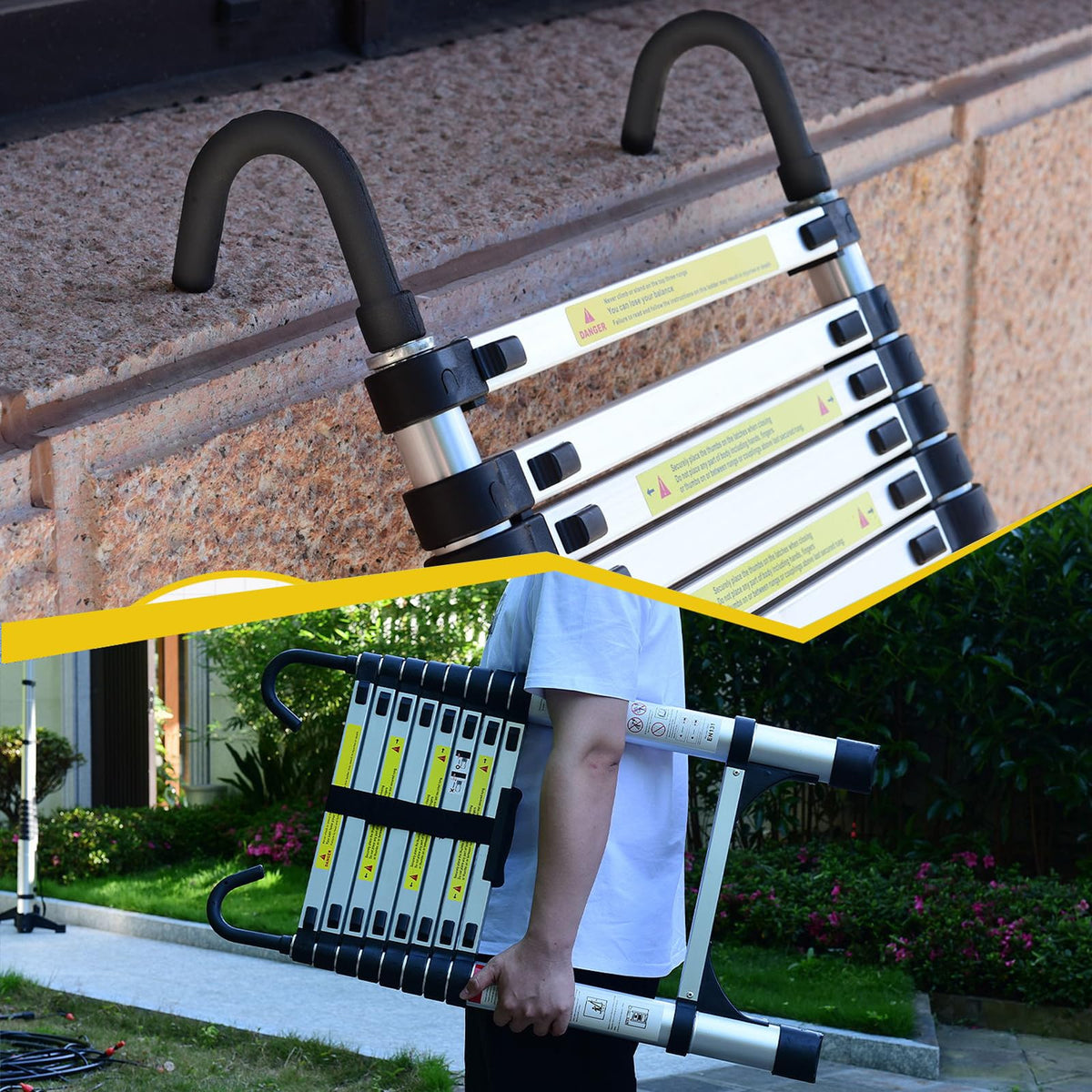 8.5 FT Aluminum Telescoping Ladder 330lbs A1289