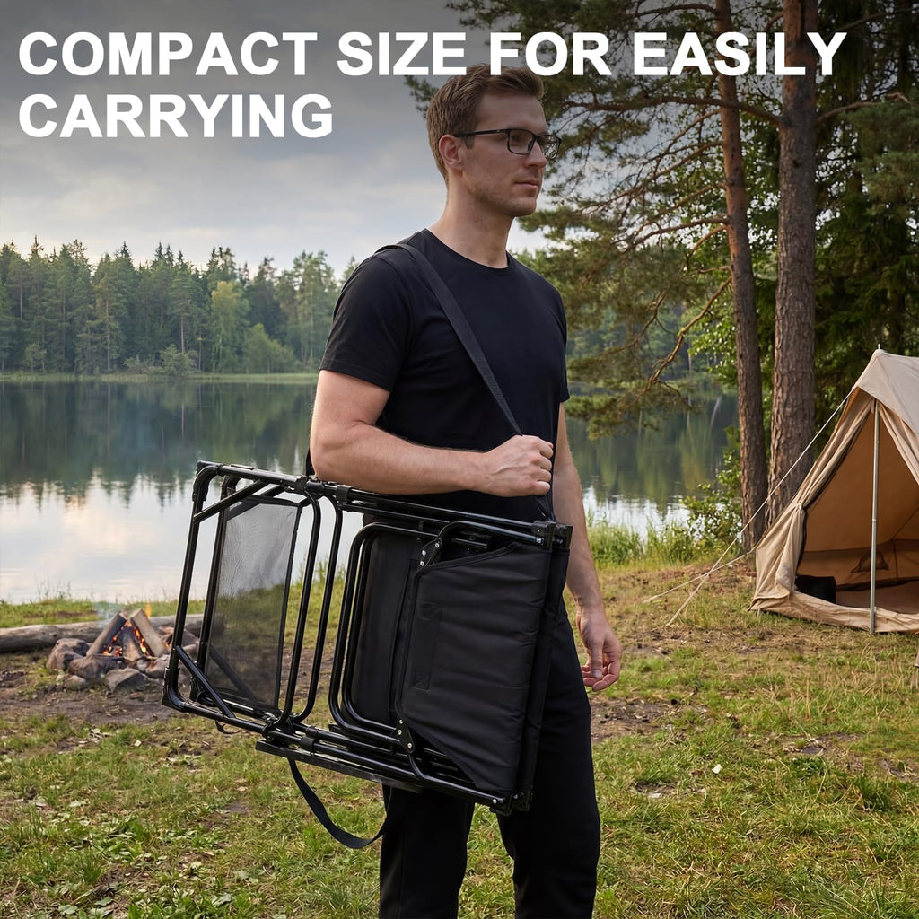 2 Pack Extra Tall Folding Camping Chair with Side Table N156