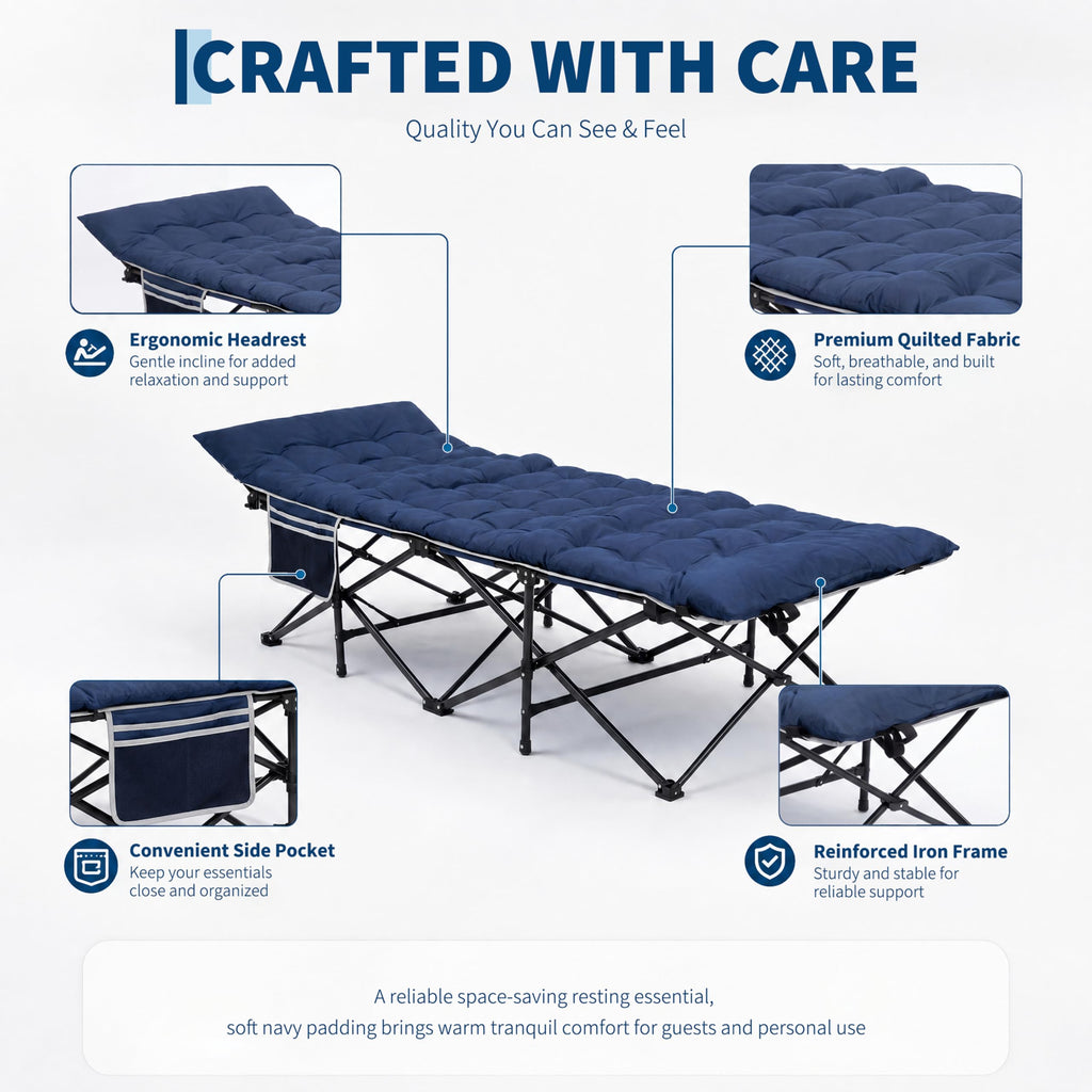 Blue 600 Lb Capacity Folding Camping Cot Y225