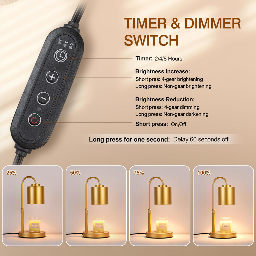 Height Adjustable Electric Candle Warmer Lamp with Timer & Dimmer J940036