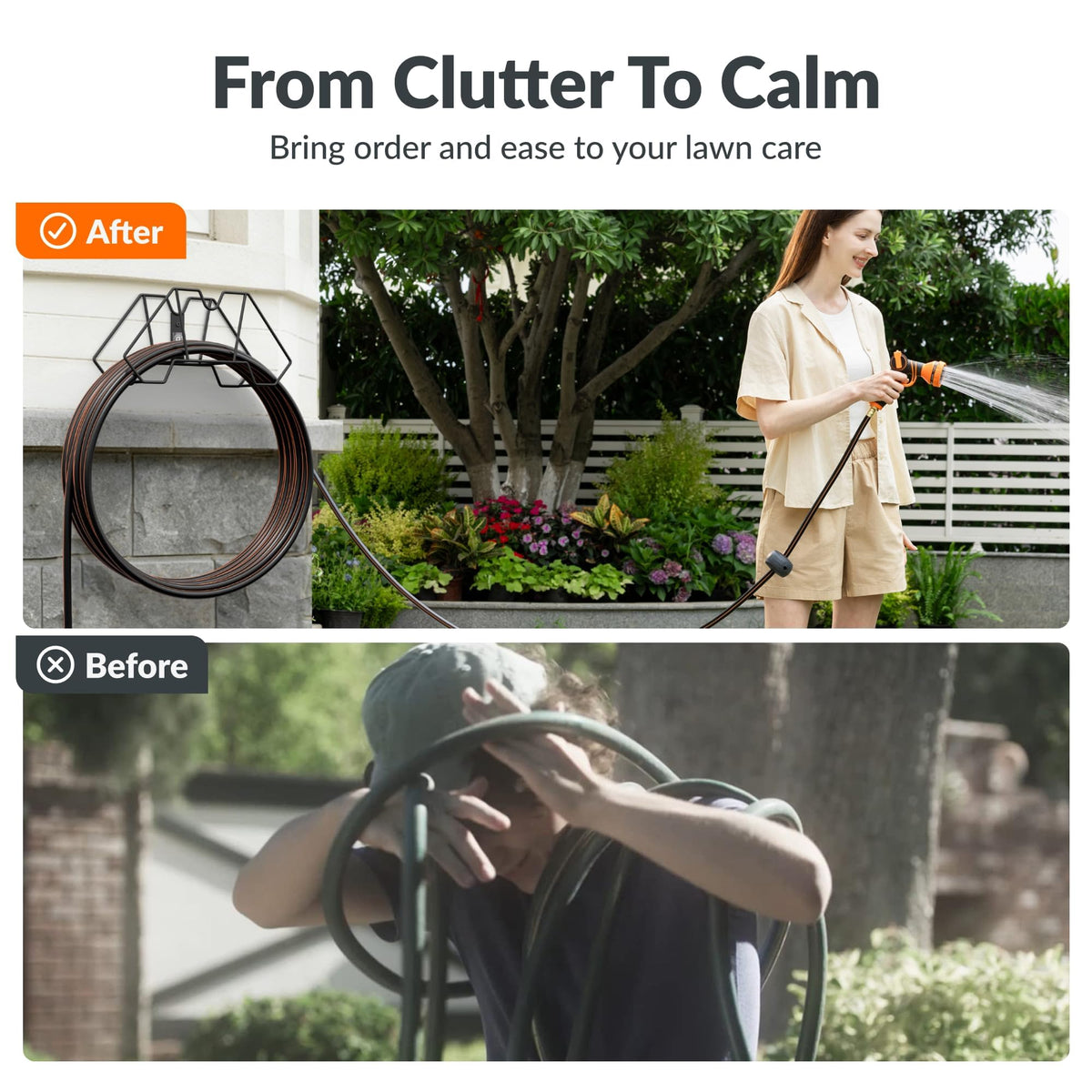 Garden Hose 100ft and Wall-Mount Garden Hose Holder M2898