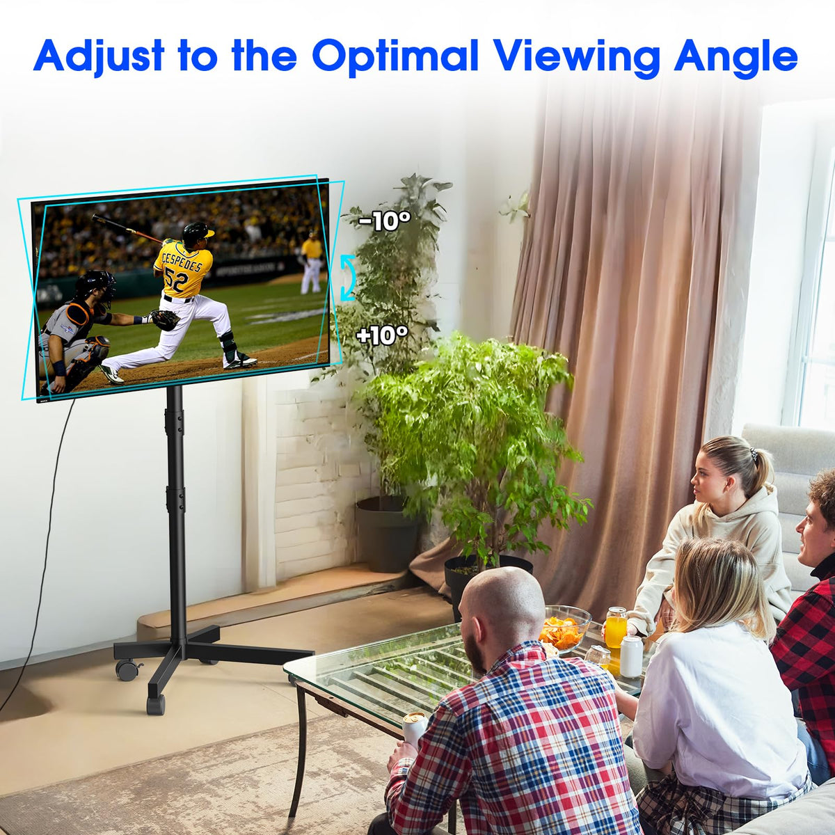 Black Rolling TV Stand for 23-60 Inch TVs U398