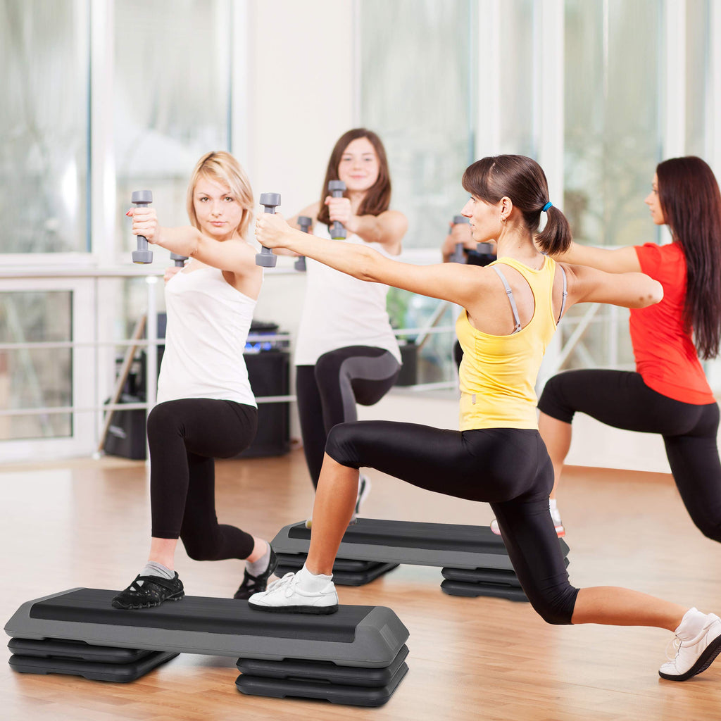 43 inch Adjustable Aerobic Exercise Step Platform with 4 Risers D7317