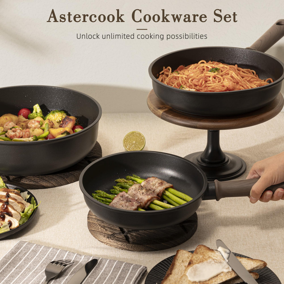 19 Pcs Non Stick Black Titanium Cookware Set S3636