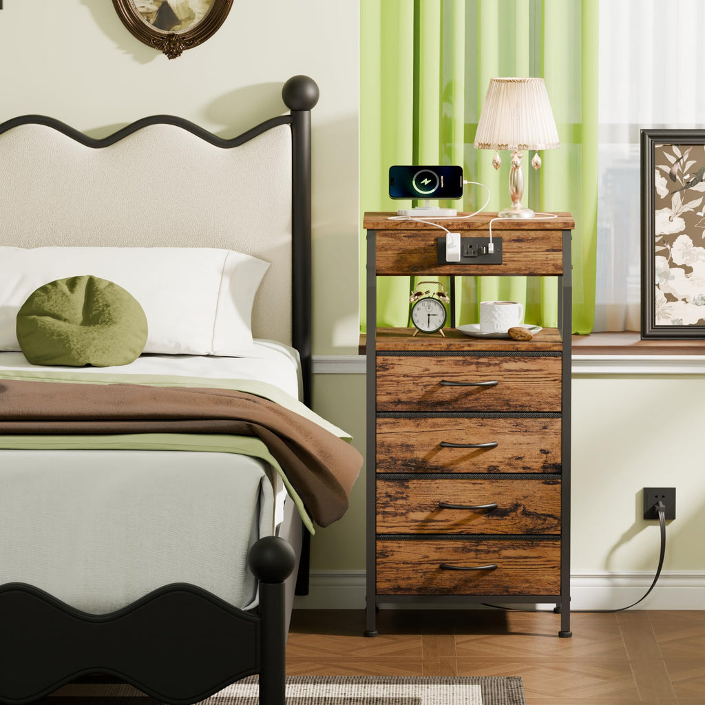 4 Drawer Night Stand with Charging Station D354774