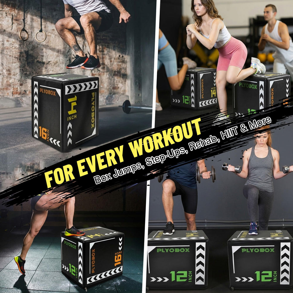 3 in 1 Foam Plyometric Jump Box, 12 14 16 Inch Soft Plyo Box Y167