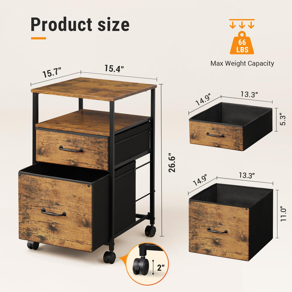 2 Drawer Mobile Fabric File Cabinet V696579