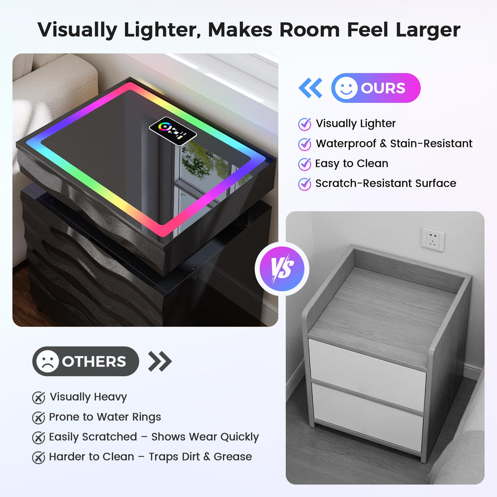 LED Night Stand Set 2 with Charging Station X117