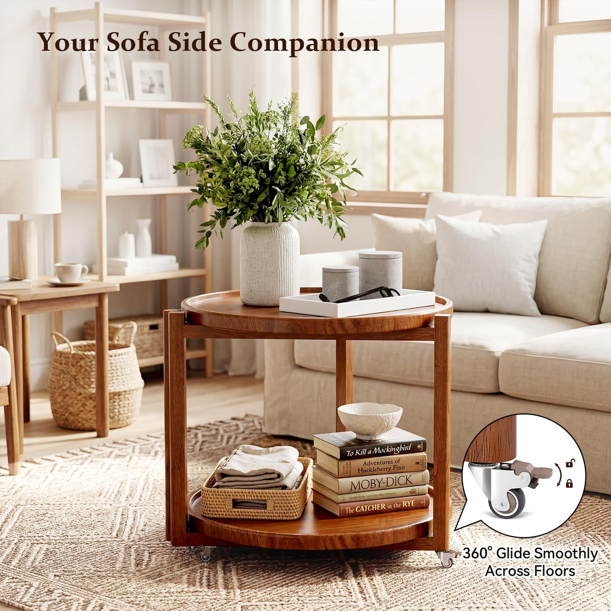 Rolling Side Table with Wheels O632429