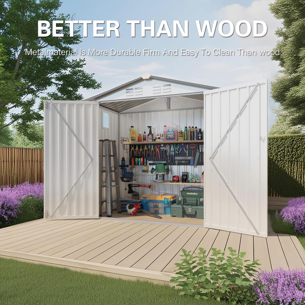 6x3.6FT Metal Outdoor Storage Shed with Lockable Door and Clear Window M343972