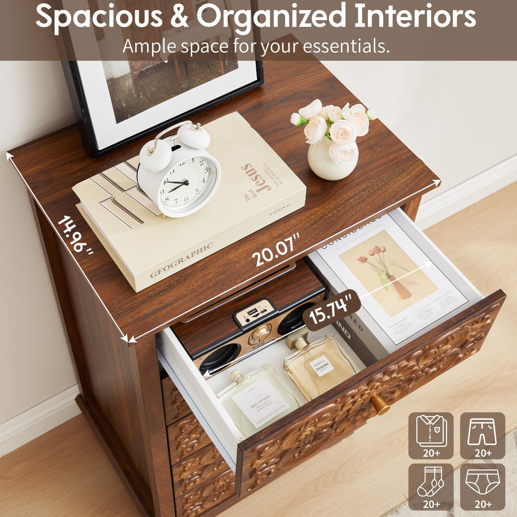 5 Drawer Narrow Wooden Dresser with Gold Handles H369719