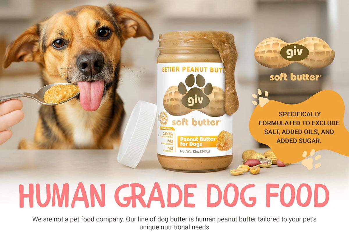 All Natural Peanut Butter for Dogs, 2 Ingredients, 4oz Pouches (6 Count) S6202