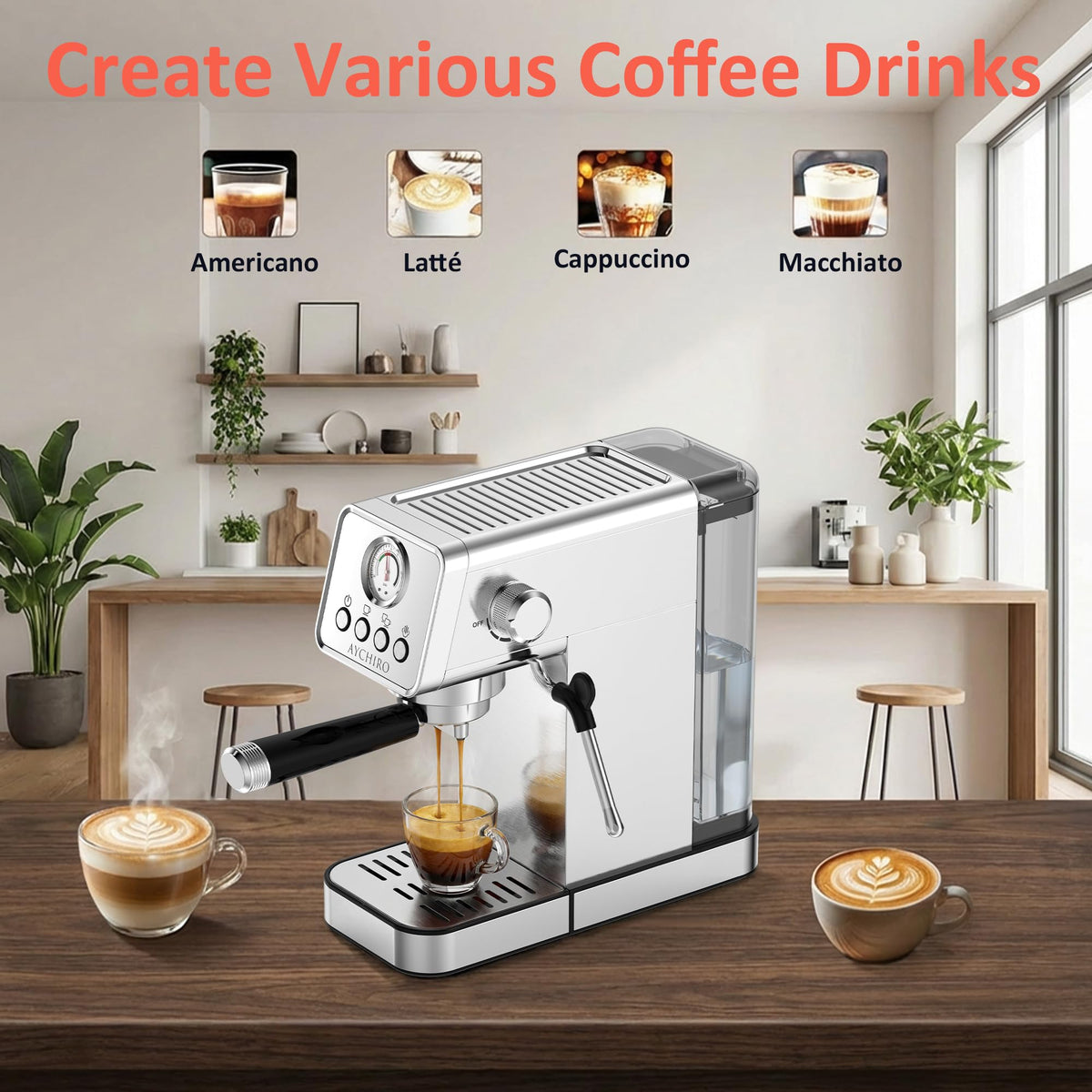 20 Bar Espresso Machine with Steam Wand K3065