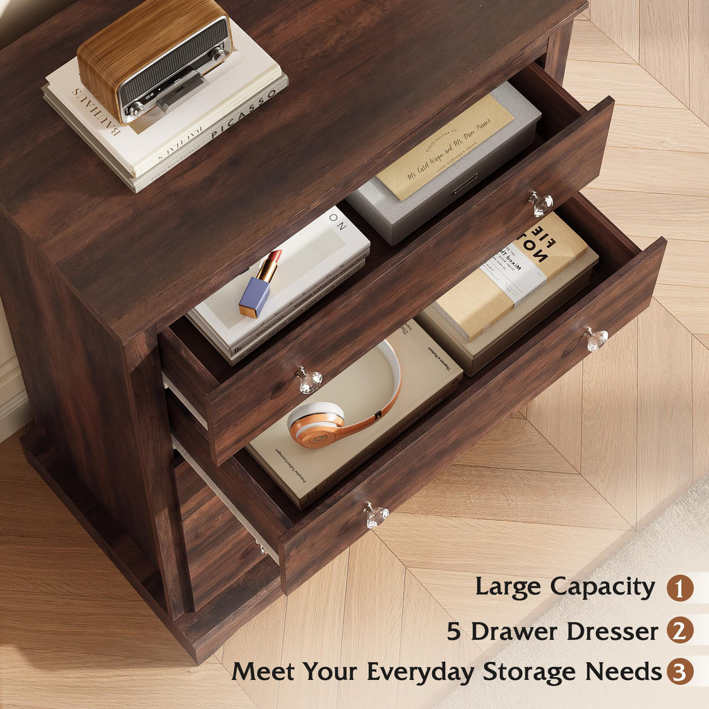5 Drawer Rustic Brown Dresser A96204
