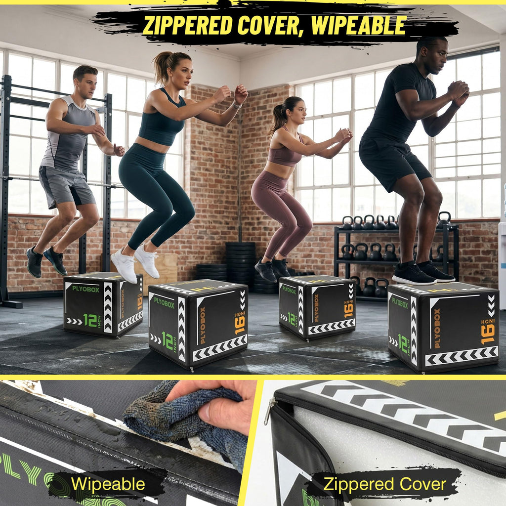 3 in 1 Foam Plyometric Jump Box, 12 14 16 Inch Soft Plyo Box Y167