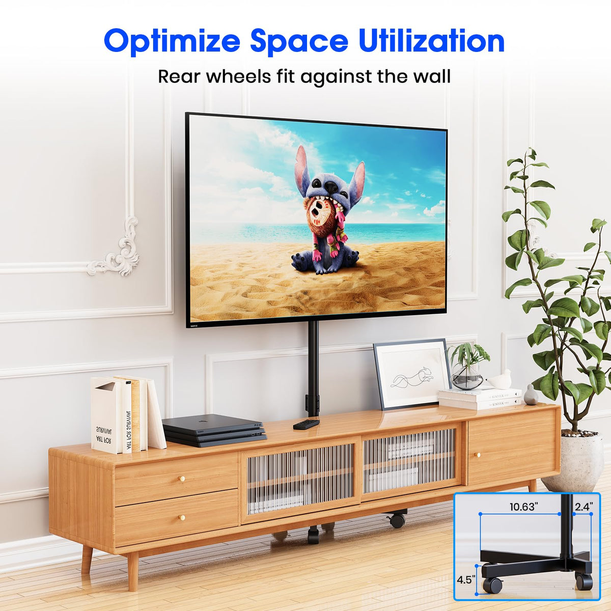 Black Rolling TV Stand for 23-60 Inch TVs U398