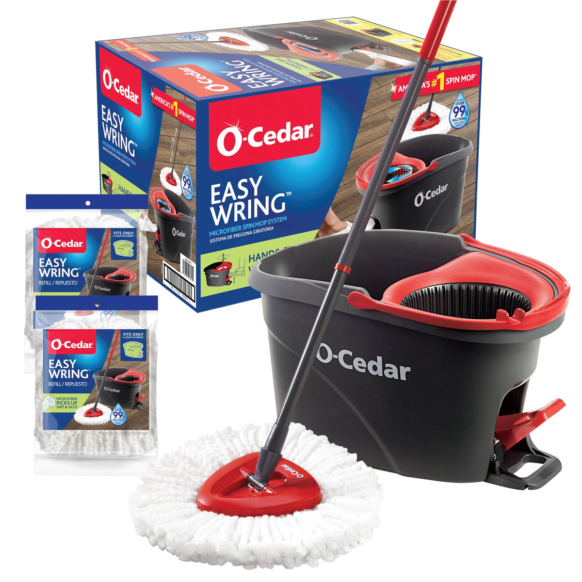 Microfiber Spin Mop & Bucket Floor Cleaning System with 2 Refills A762