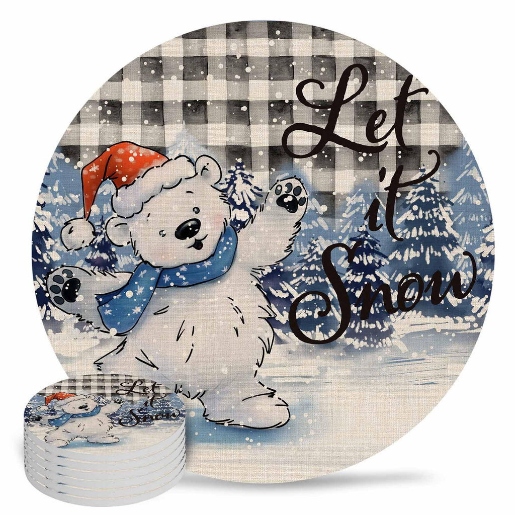 Set of 6 Ceramic Coasters with Cork Base J88411