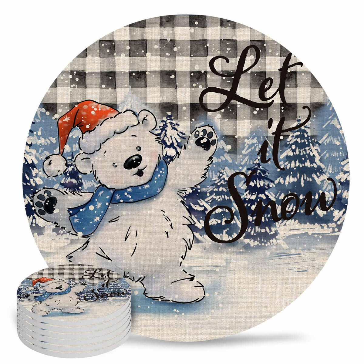 Set of 6 Ceramic Coasters with Cork Base J88411