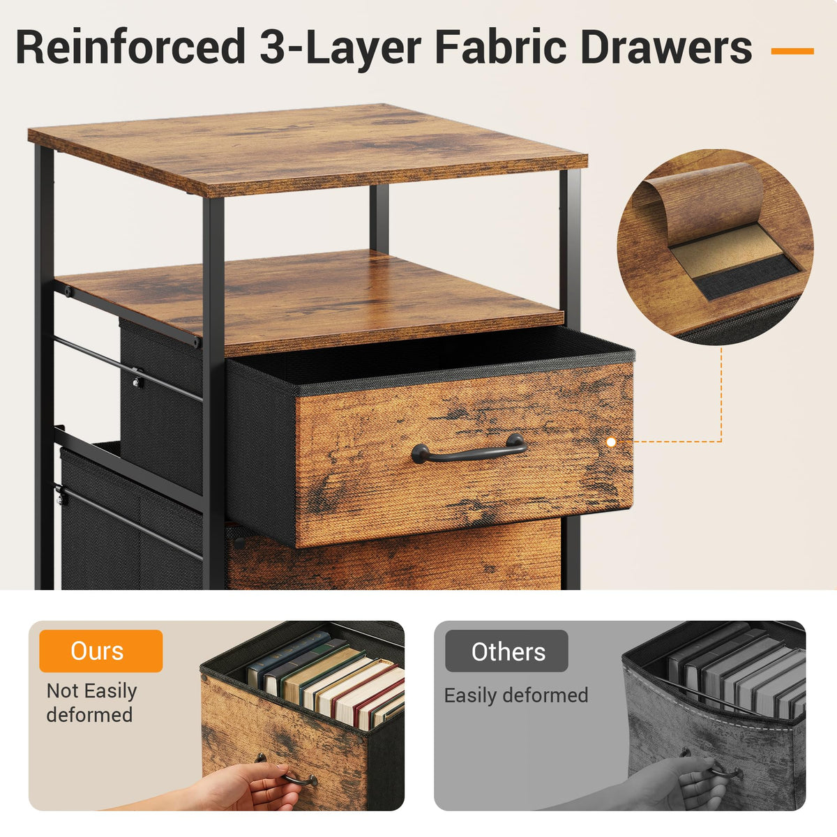 2 Drawer Mobile Fabric File Cabinet V696579