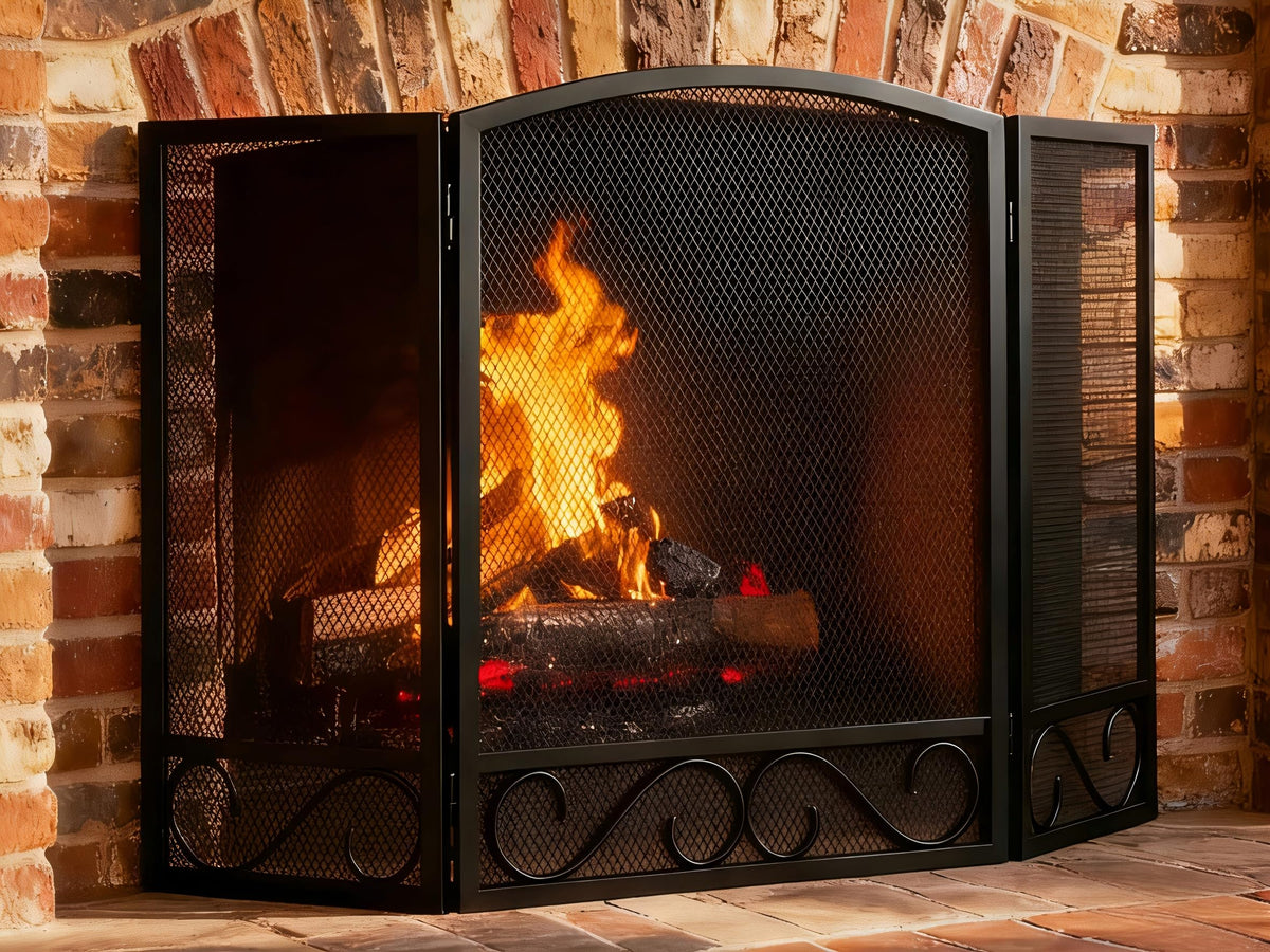 3 Panel Wrought Iron Fireplace Screen R449