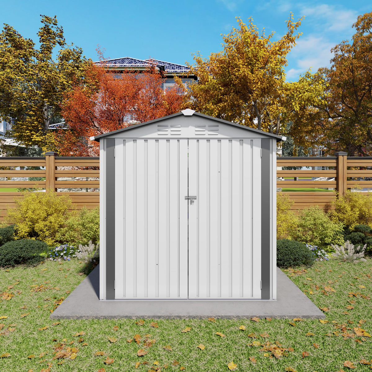 6x3.6FT Metal Outdoor Storage Shed with Lockable Door and Clear Window M343972