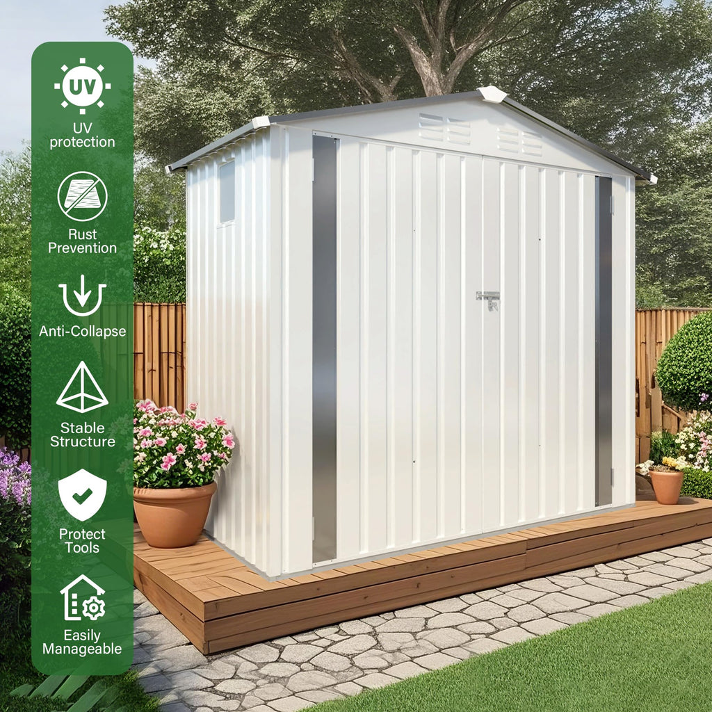 6x3.6FT Metal Outdoor Storage Shed with Lockable Door and Clear Window M343972