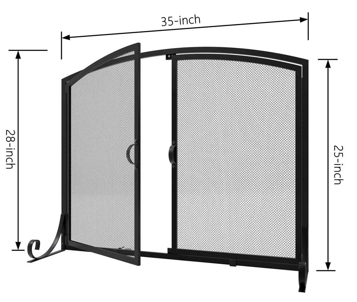 Black Steel Fireplace Screen with Doors S168