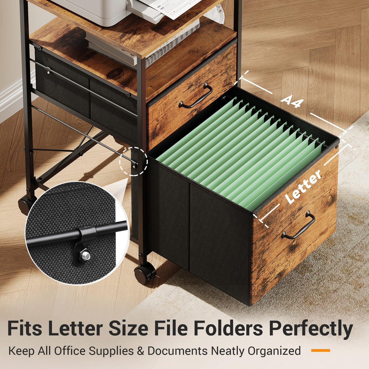 2 Drawer Mobile Fabric File Cabinet V696579