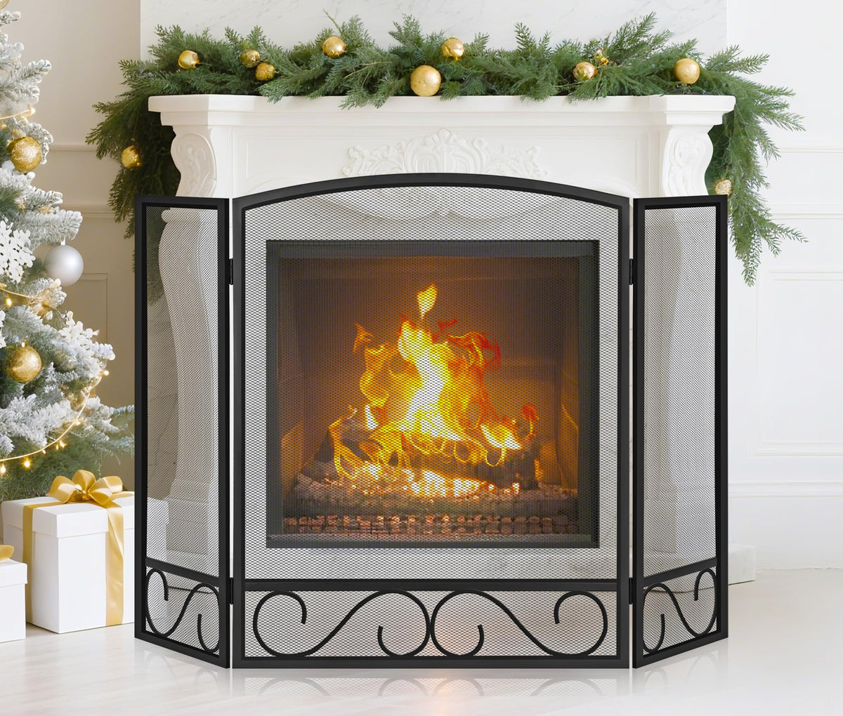 3 Panel Wrought Iron Fireplace Screen R449