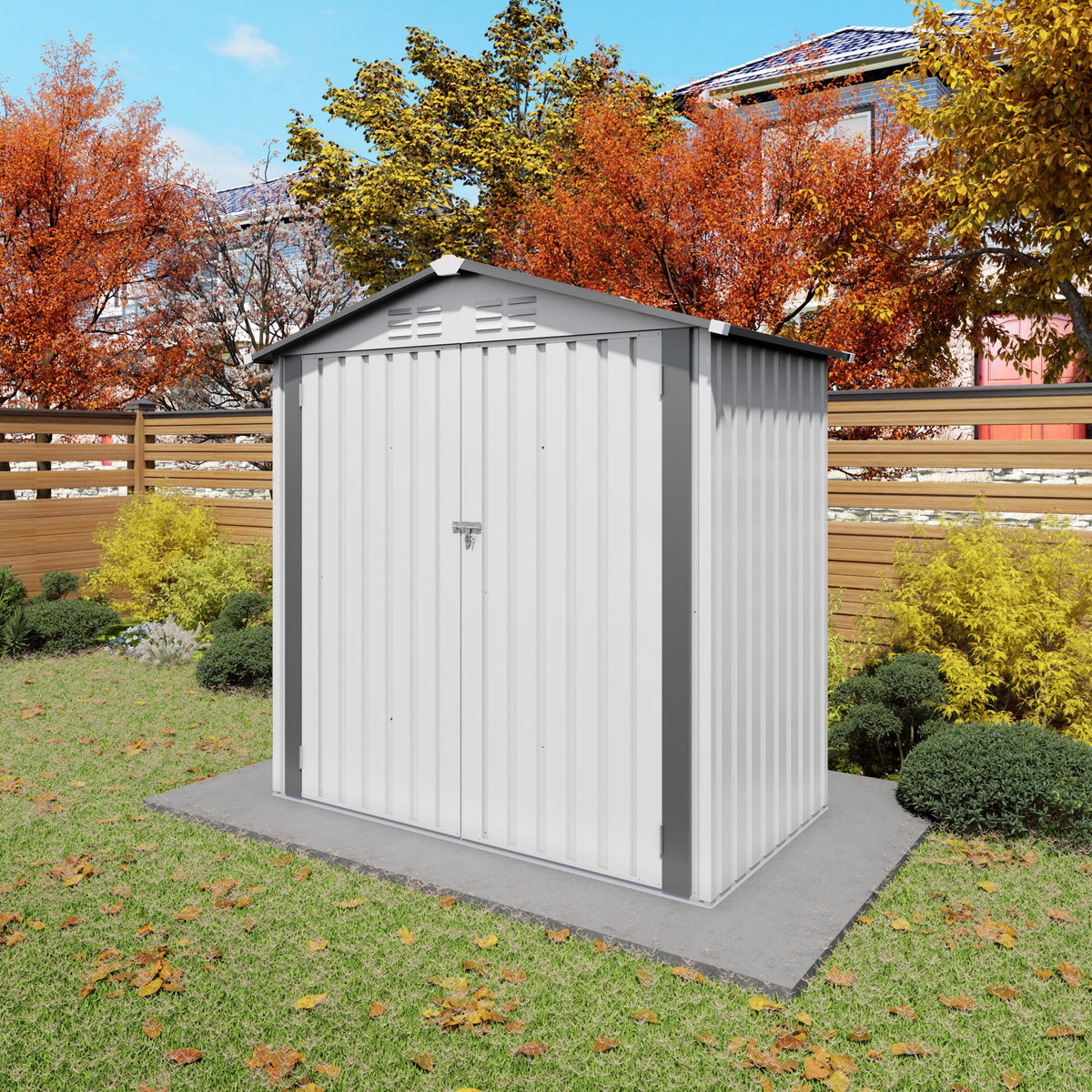 6x3.6FT Metal Outdoor Storage Shed with Lockable Door and Clear Window M343972