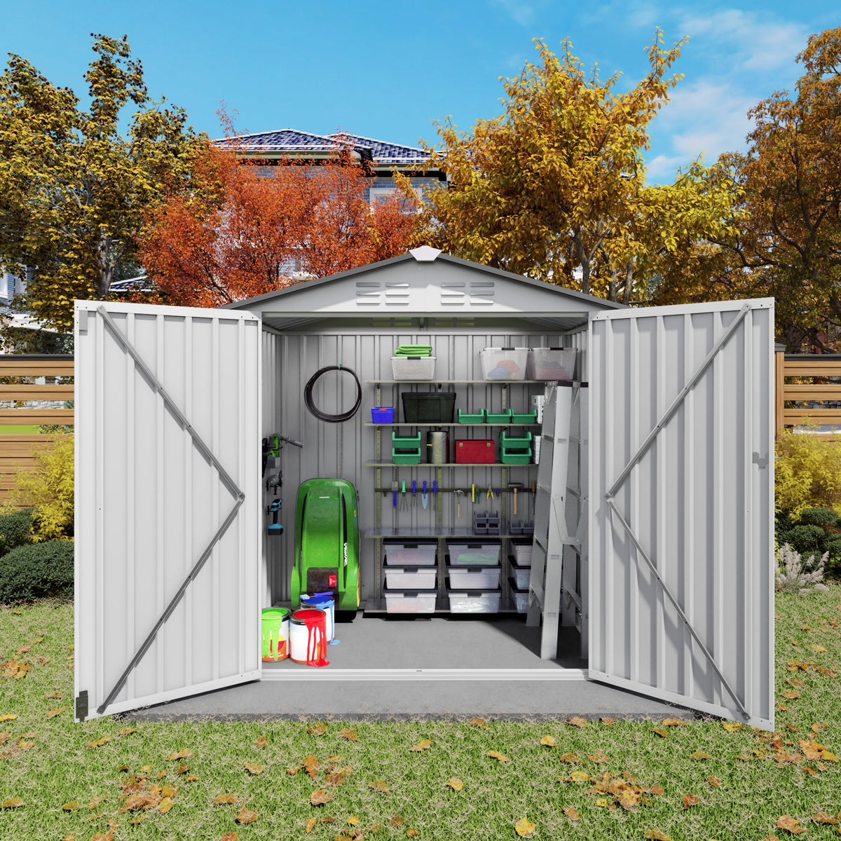 6x3.6FT Metal Outdoor Storage Shed with Lockable Door and Clear Window M343972