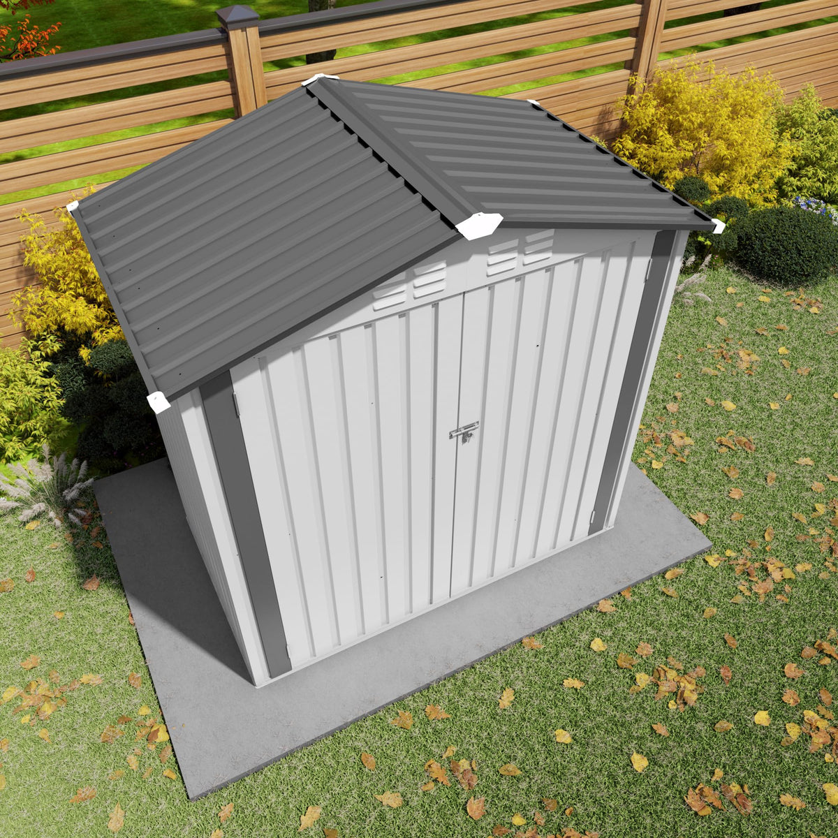 6x3.6FT Metal Outdoor Storage Shed with Lockable Door and Clear Window M343972
