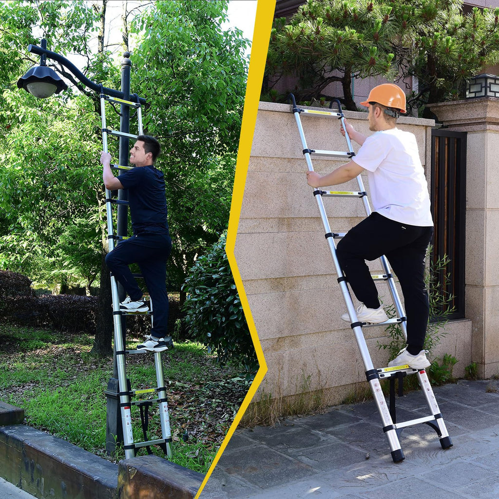 8.5 FT Aluminum Telescoping Ladder 330lbs A1289