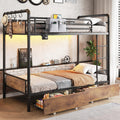 Metal LED Bunk Bed Twin Over Twin with 2 Storage Drawers V9379