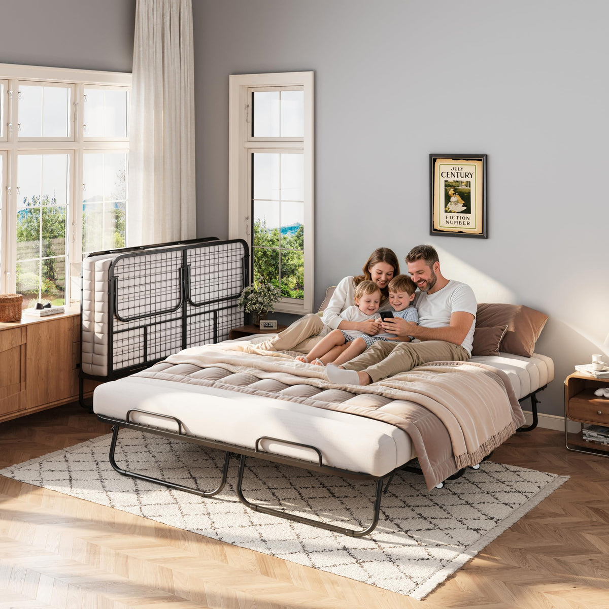Queen Size Folding Bed with Memory Mattress V5941