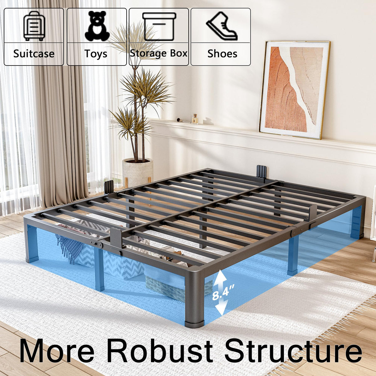 10 Inch Queen Metal Bed Frame with Headboard K291444