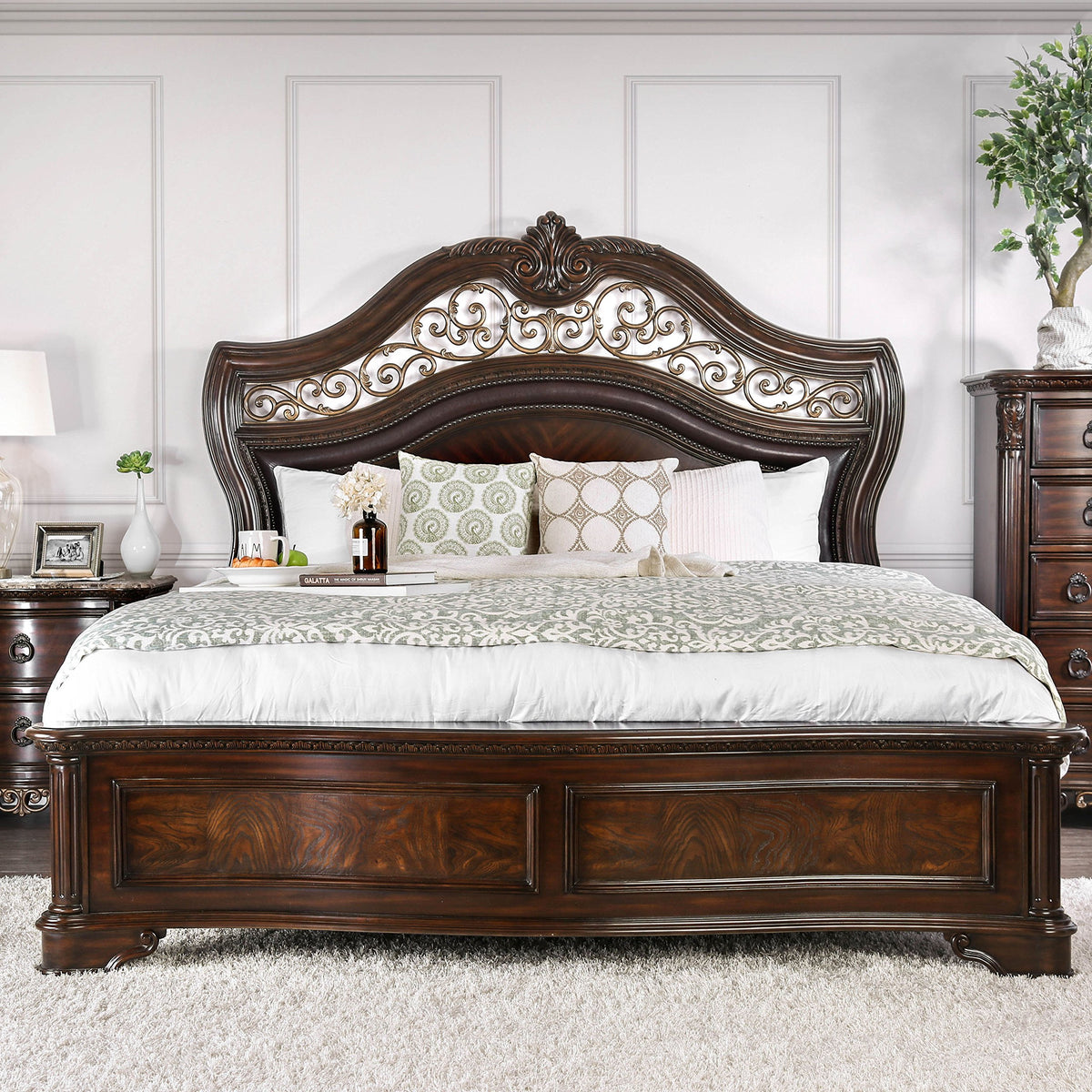 California King Brown Cherry Bed U971